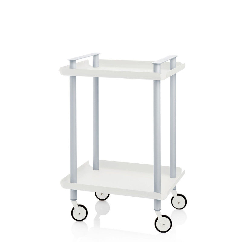Carrello da Cucina/Portaoggetti  in metallo con 2 ripiani, struttura grigia, LEKY