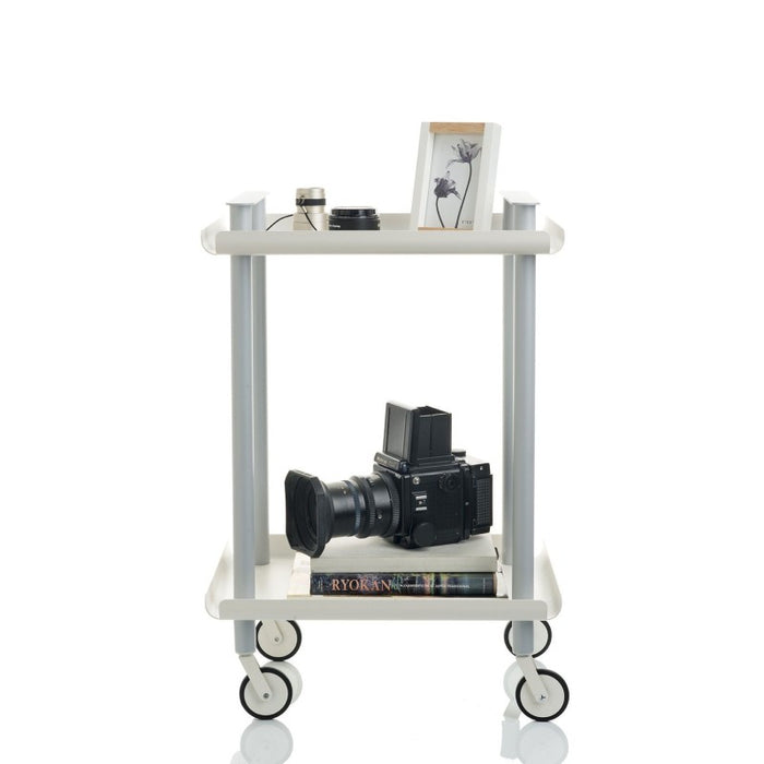 Carrello da Cucina/Portaoggetti  in metallo con 2 ripiani, struttura grigia, LEKY