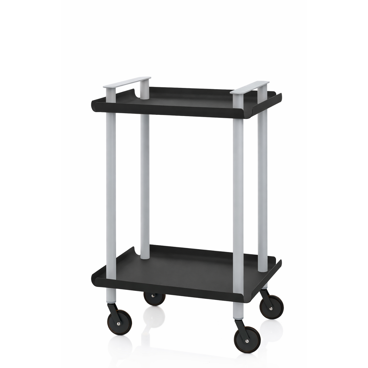 Carrello da Cucina/Portaoggetti  in metallo con 2 ripiani, struttura grigia, LEKY