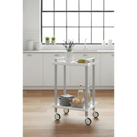 Carrello da Cucina/Portaoggetti  in metallo con 2 ripiani, struttura grigia, LEKY