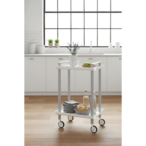Carrello da Cucina/Portaoggetti  in metallo con 2 ripiani, struttura grigia, LEKY