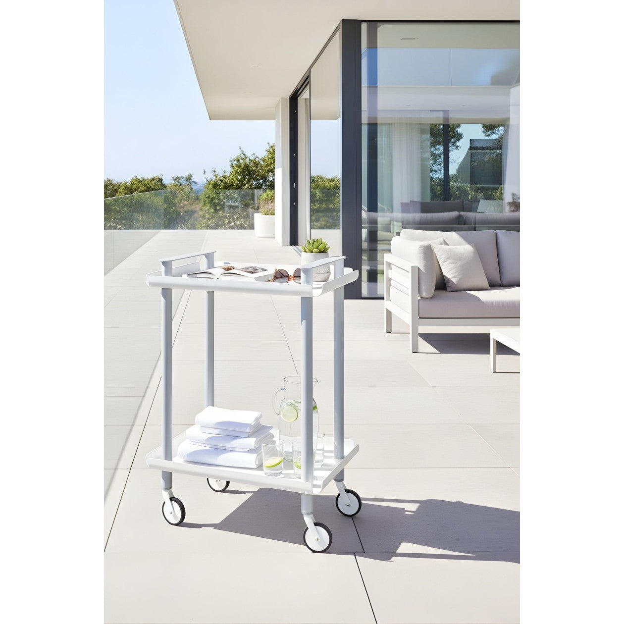 Carrello da Cucina/Portaoggetti  in metallo con 2 ripiani, struttura grigia, LEKY