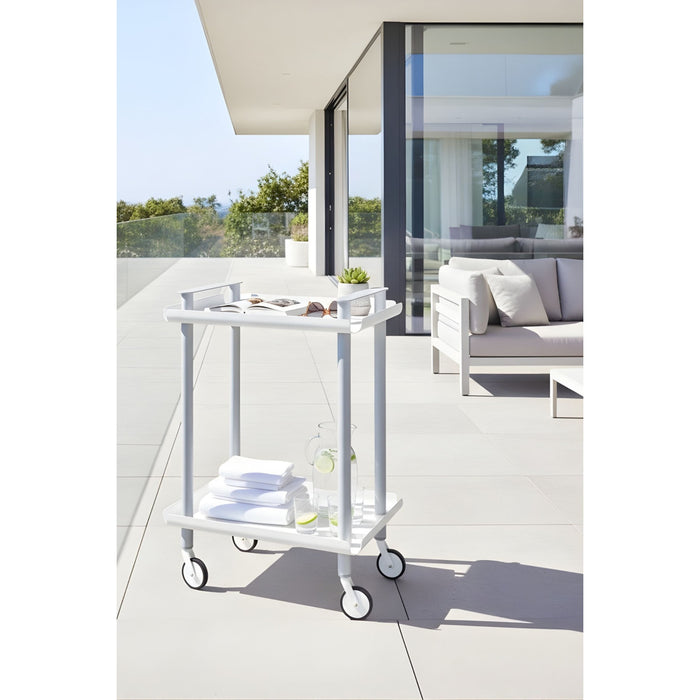 Carrello da Cucina/Portaoggetti  in metallo con 2 ripiani, struttura grigia, LEKY