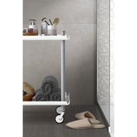 Carrello da Cucina/Portaoggetti  in metallo con 2 ripiani, struttura grigia, LEKY