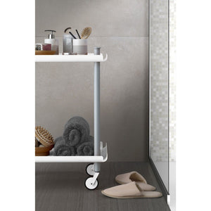 Carrello da Cucina/Portaoggetti  in metallo con 2 ripiani, struttura grigia, LEKY