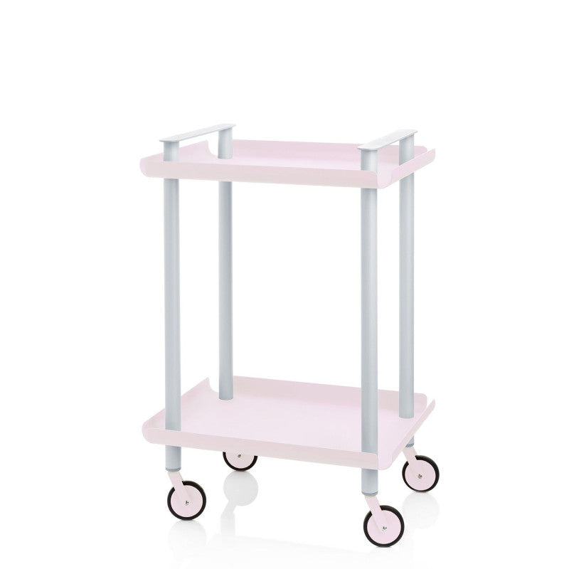 Carrello da Cucina/Portaoggetti  in metallo con 2 ripiani, struttura grigia, LEKY