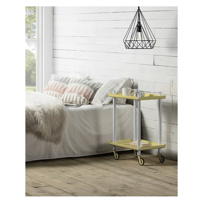 Carrello da Cucina/Portaoggetti  in metallo con 2 ripiani, struttura grigia, LEKY