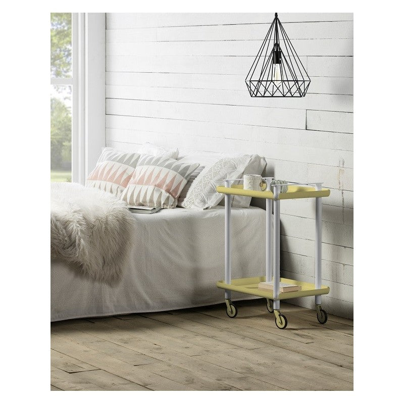 Carrello da Cucina/Portaoggetti  in metallo con 2 ripiani, struttura grigia, LEKY