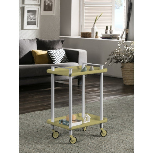 Carrello da Cucina/Portaoggetti  in metallo con 2 ripiani, struttura grigia, LEKY