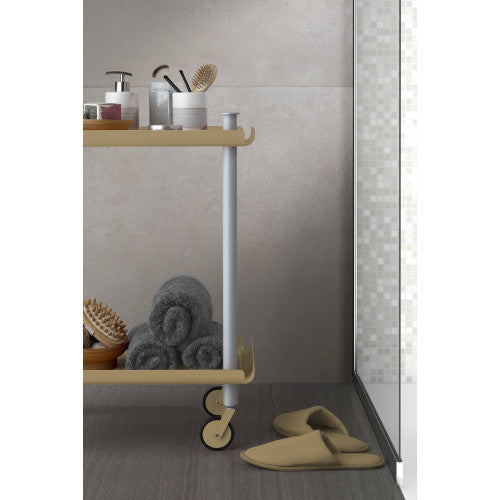 Carrello da Cucina/Portaoggetti  in metallo con 2 ripiani, struttura grigia, LEKY