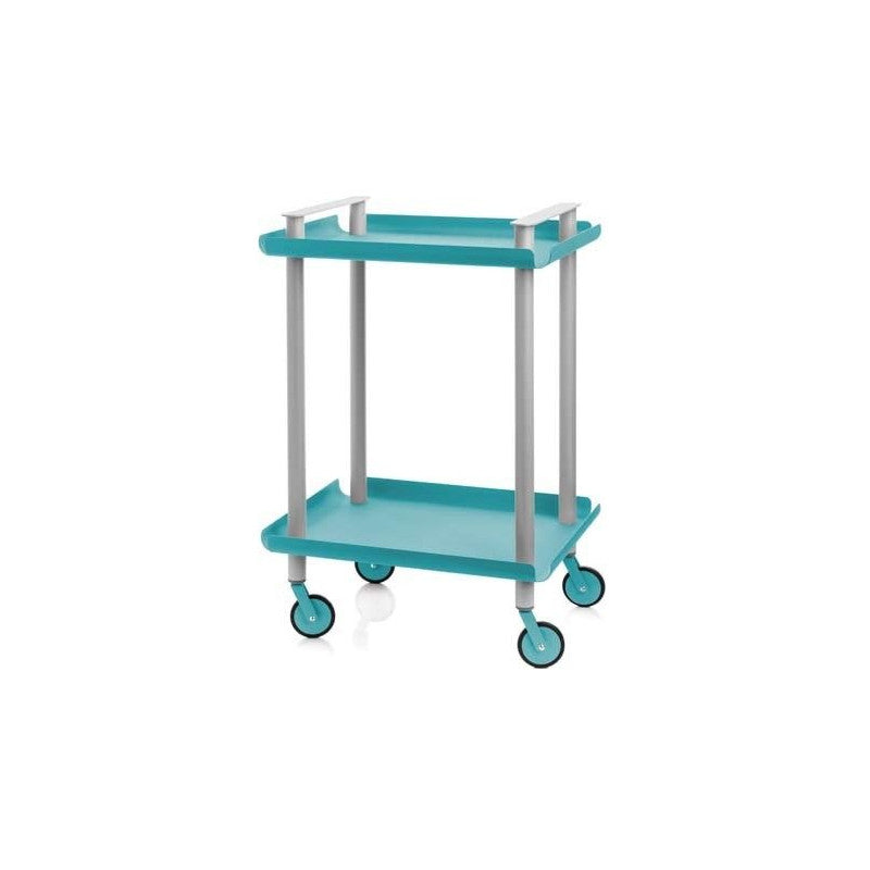 Carrello da Cucina/Portaoggetti  in metallo con 2 ripiani, struttura grigia, LEKY