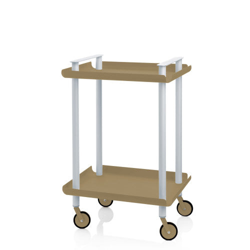 Carrello da Cucina/Portaoggetti  in metallo con 2 ripiani, struttura grigia, LEKY