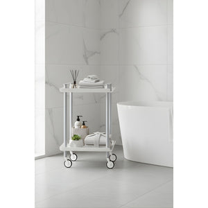 Carrello da Cucina/Portaoggetti  in metallo con 2 ripiani, struttura grigia, LEKY