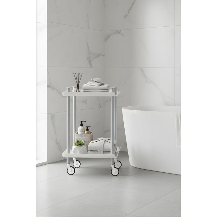 Carrello da Cucina/Portaoggetti  in metallo con 2 ripiani, struttura grigia, LEKY