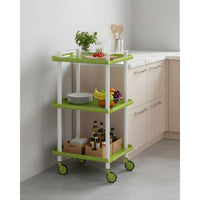 Carrello da Cucina/Portaoggetti  in metallo con 3 ripiani, struttura bianca, LEKY