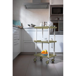 Carrello da Cucina/Portaoggetti  in metallo con 3 ripiani, struttura bianca, LEKY