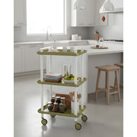 Carrello da Cucina/Portaoggetti  in metallo con 3 ripiani, struttura bianca, LEKY