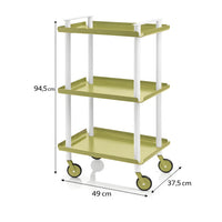 Carrello da Cucina/Portaoggetti  in metallo con 3 ripiani, struttura bianca, LEKY