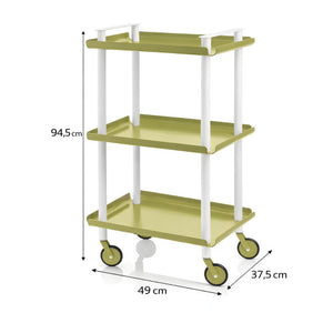 Carrello da Cucina/Portaoggetti  in metallo con 3 ripiani, struttura bianca, LEKY