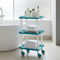 Carrello da Cucina/Portaoggetti  in metallo con 3 ripiani, struttura bianca, LEKY