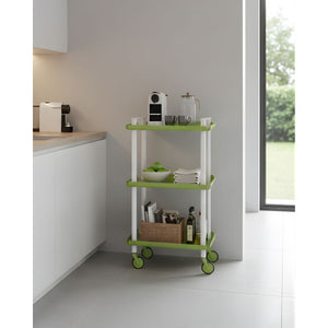 Carrello da Cucina/Portaoggetti  in metallo con 3 ripiani, struttura bianca, LEKY