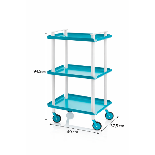 Carrello da Cucina/Portaoggetti  in metallo con 3 ripiani, struttura bianca, LEKY