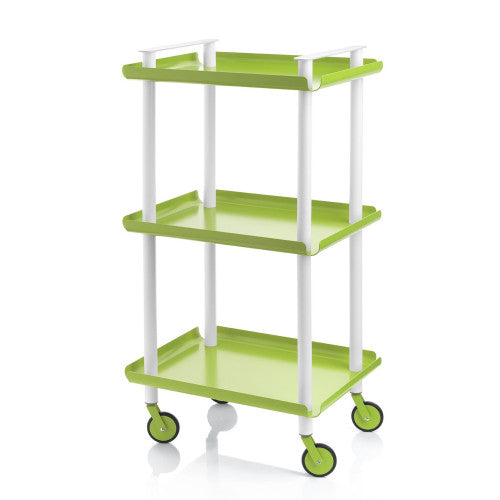 Carrello da Cucina/Portaoggetti  in metallo con 3 ripiani, struttura bianca, LEKY