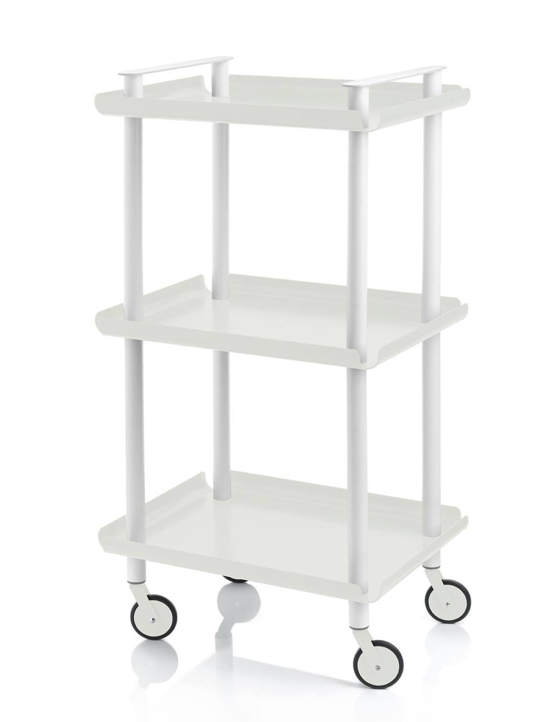 Carrello da Cucina/Portaoggetti  in metallo con 3 ripiani, struttura bianca, LEKY