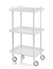 Carrello da Cucina/Portaoggetti  in metallo con 3 ripiani, struttura bianca, LEKY