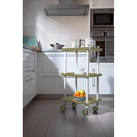 Carrello da Cucina/Portaoggetti  in metallo con 3 ripiani, struttura bianca, LEKY