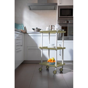 Carrello da Cucina/Portaoggetti  in metallo con 3 ripiani, struttura bianca, LEKY
