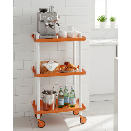 Carrello da Cucina/Portaoggetti  in metallo con 3 ripiani, struttura bianca, LEKY