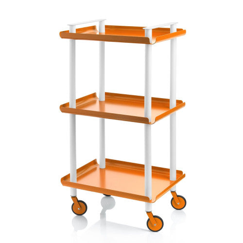 Carrello da Cucina/Portaoggetti  in metallo con 3 ripiani, struttura bianca, LEKY