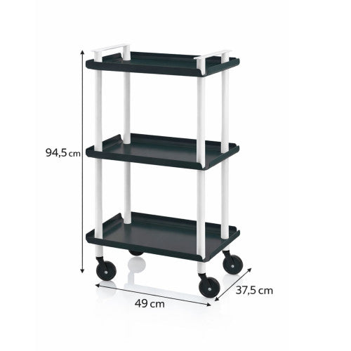 Carrello da Cucina/Portaoggetti  in metallo con 3 ripiani, struttura bianca, LEKY