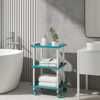 Carrello da Cucina/Portaoggetti  in metallo con 3 ripiani, struttura bianca, LEKY