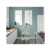 Carrello da Cucina/Portaoggetti  in metallo con 3 ripiani, struttura bianca, LEKY