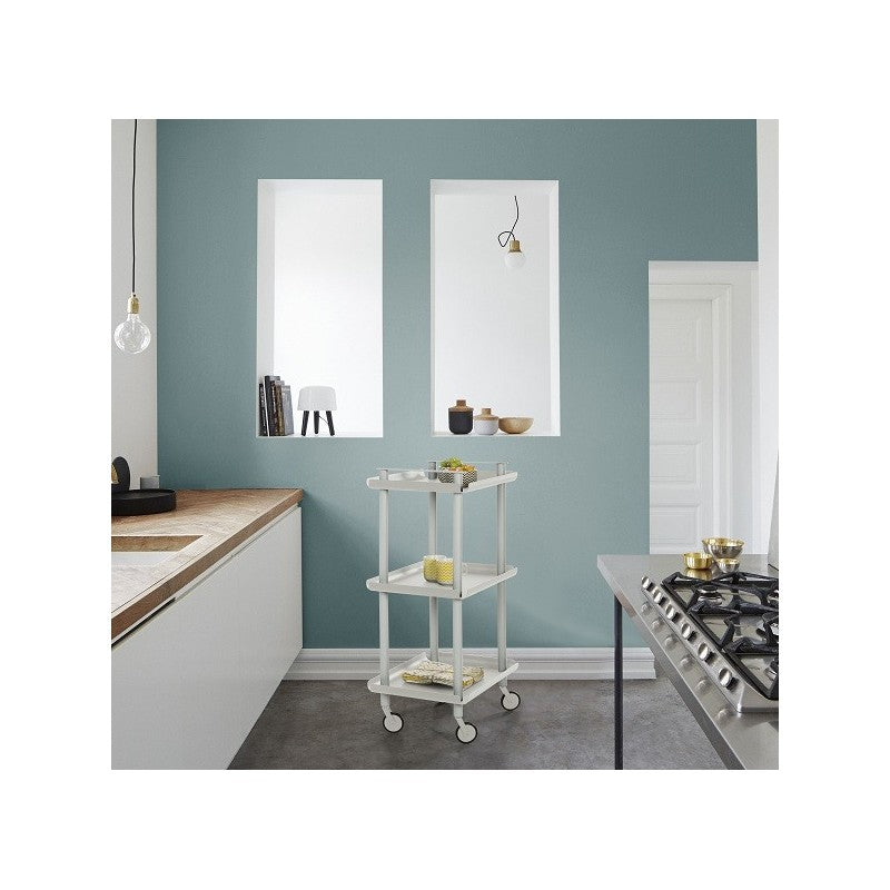 Carrello da Cucina/Portaoggetti  in metallo con 3 ripiani, struttura bianca, LEKY