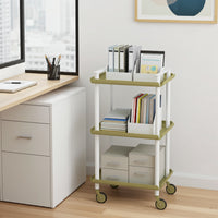 Carrello da Cucina/Portaoggetti  in metallo con 3 ripiani, struttura bianca, LEKY