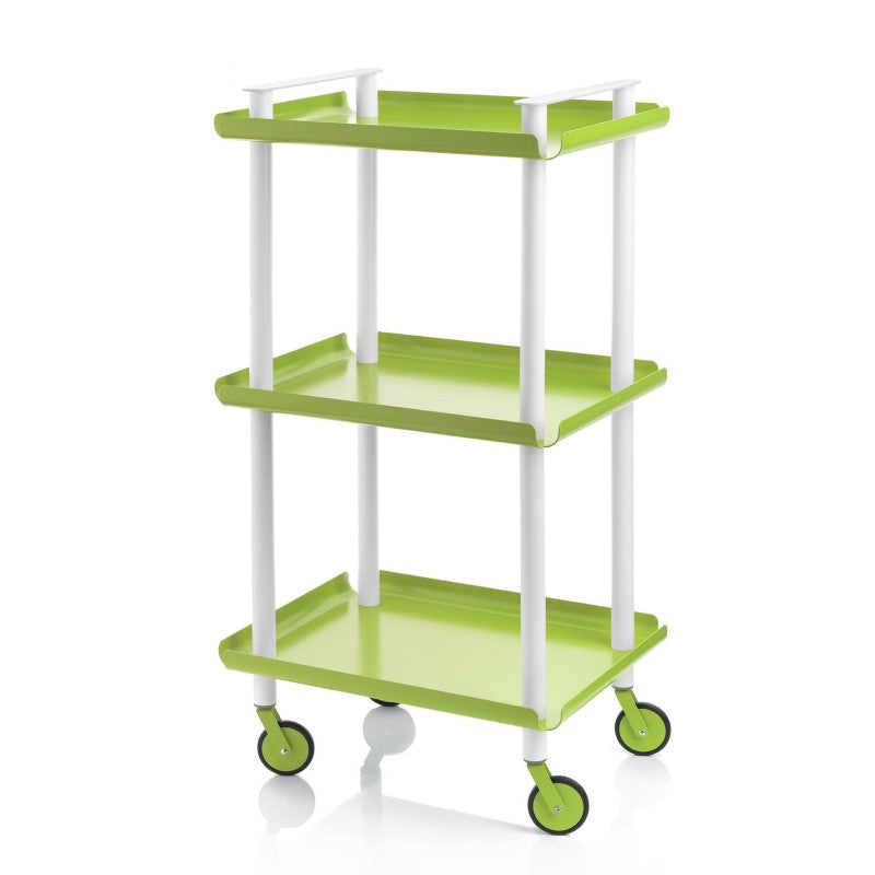 Carrello da Cucina/Portaoggetti  in metallo con 3 ripiani, struttura bianca, LEKY