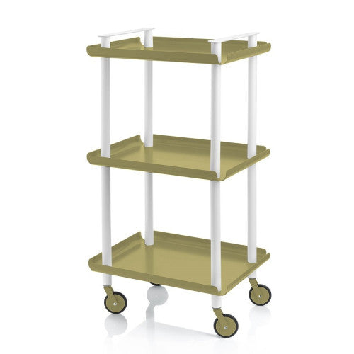 Carrello da Cucina/Portaoggetti  in metallo con 3 ripiani, struttura bianca, LEKY