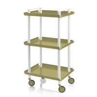 Carrello da Cucina/Portaoggetti  in metallo con 3 ripiani, struttura bianca, LEKY
