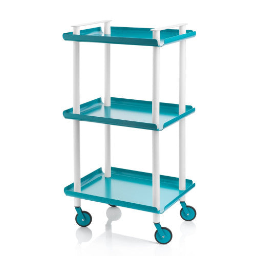 Carrello da Cucina/Portaoggetti  in metallo con 3 ripiani, struttura bianca, LEKY