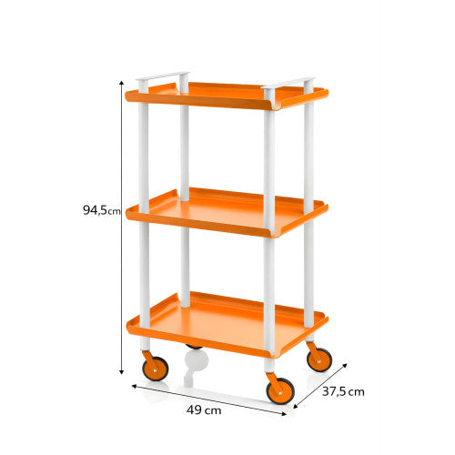 Carrello da Cucina/Portaoggetti  in metallo con 3 ripiani, struttura bianca, LEKY