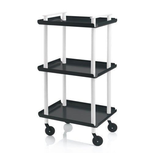 Carrello da Cucina/Portaoggetti  in metallo con 3 ripiani, struttura bianca, LEKY