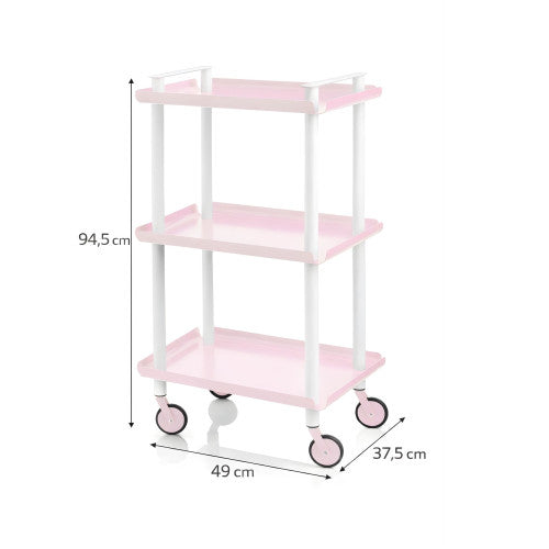 Carrello da Cucina/Portaoggetti  in metallo con 3 ripiani, struttura bianca, LEKY