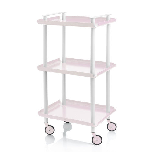Carrello da Cucina/Portaoggetti  in metallo con 3 ripiani, struttura bianca, LEKY
