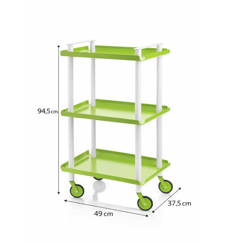 Carrello da Cucina/Portaoggetti  in metallo con 3 ripiani, struttura bianca, LEKY