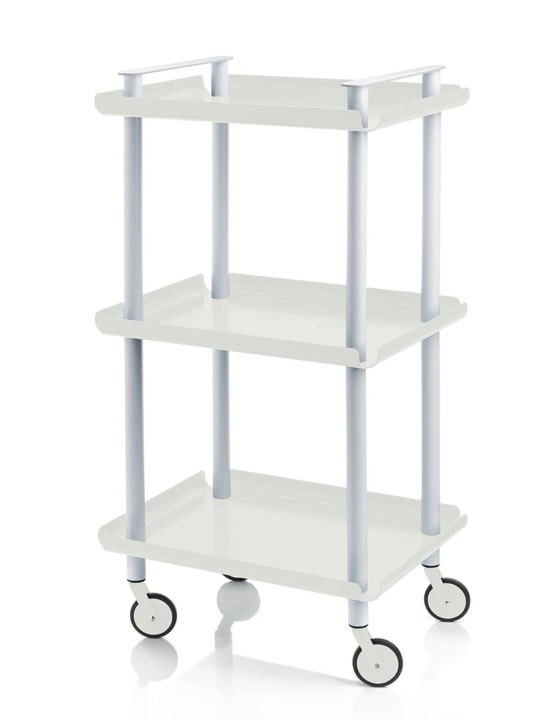 Carrello da Cucina/Portaoggetti  in metallo con 3 ripiani, struttura grigia, LEKY