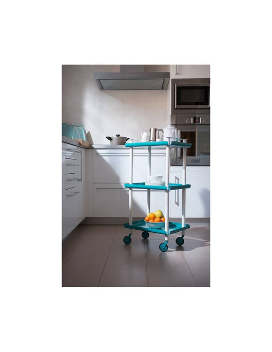 Carrello da Cucina/Portaoggetti  in metallo con 3 ripiani, struttura grigia, LEKY