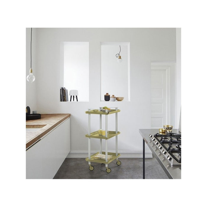 Carrello da Cucina/Portaoggetti  in metallo con 3 ripiani, struttura grigia, LEKY